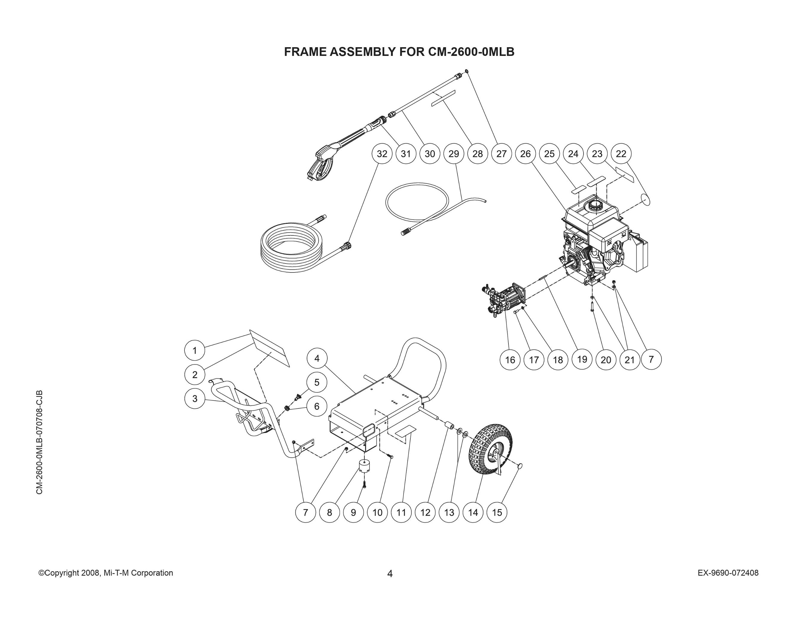 MI-T-M CM-2600-0MLB pressure washer parts, pumps, repair kits, breakdowns & manuals.